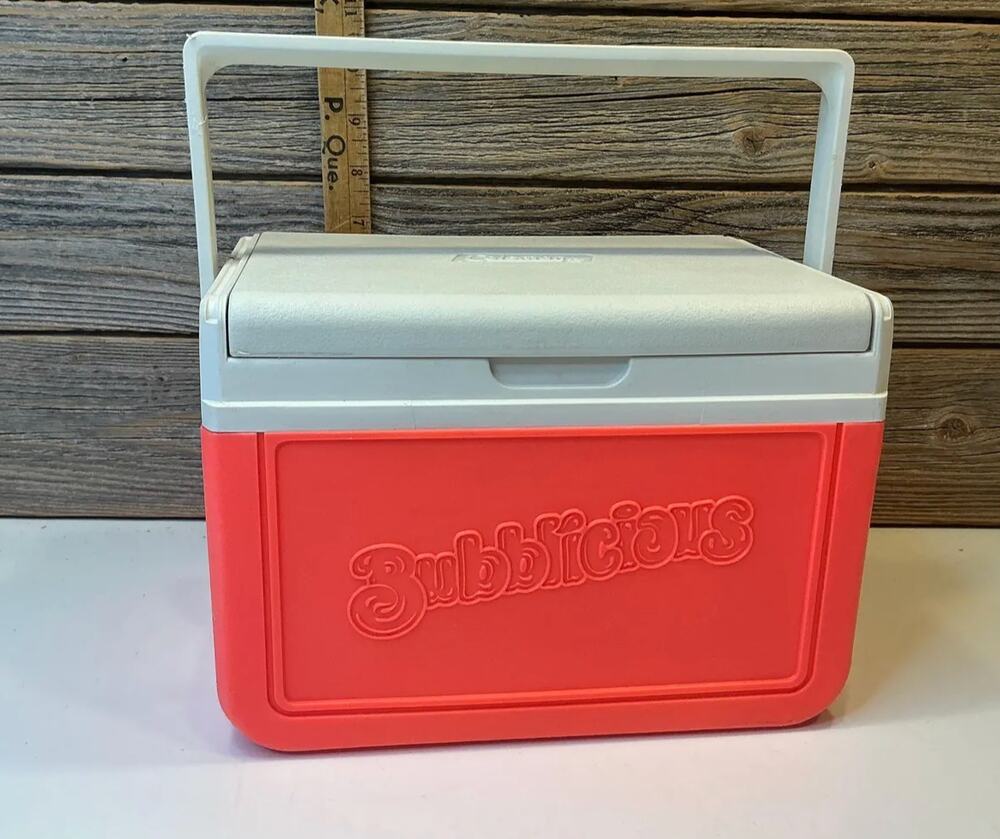 Vintage Coleman Small Cooler 5205 Bubblicious Bubble Gum Neon Orange 90’ USA